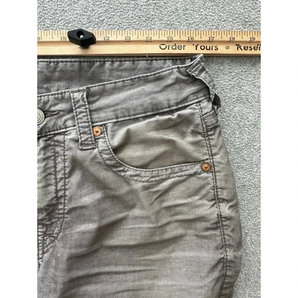 Y2K True Religion Bobby Corduroy Jeans 33 Regular Straight Gray Flap Pocket
